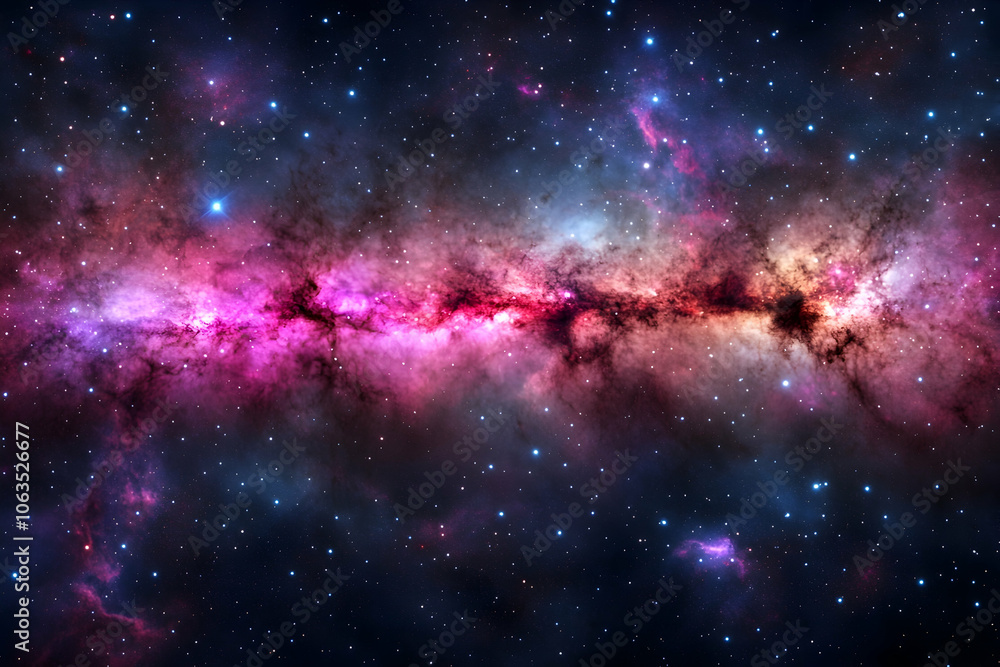 Naklejka premium Cosmic Nebula with Stars and Galaxies, galaxy, space, cosmos, universe, astronomy