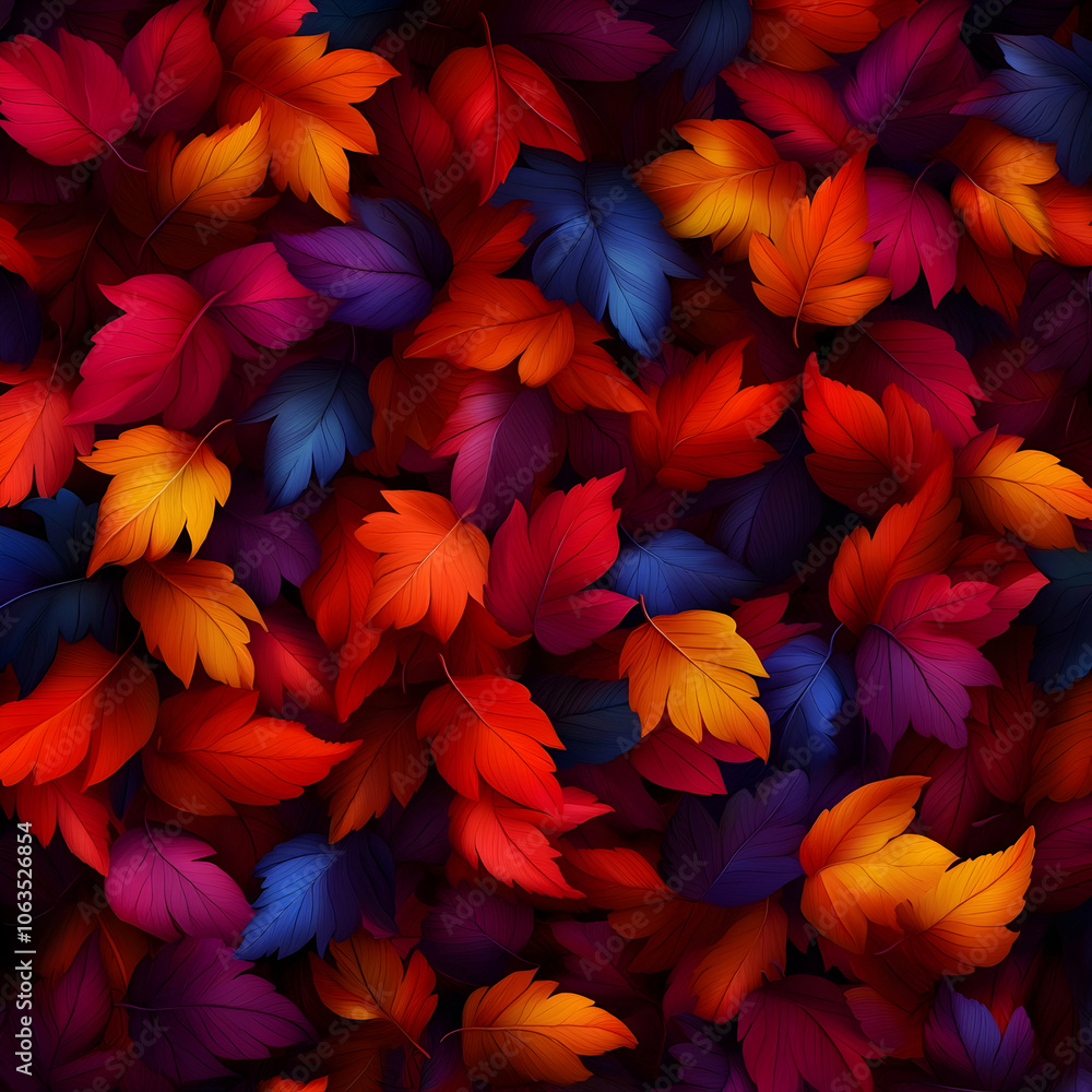 Autumn Leaves Pattern, fall, red, orange, yellow, purple Autumn Leaves Pattern, fall, red, orange, yellow, purple
