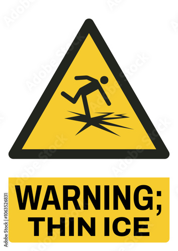 ISO warning safety signs tex variation_warning ; thin ice_portrait size a4/a3/a2/a1	
