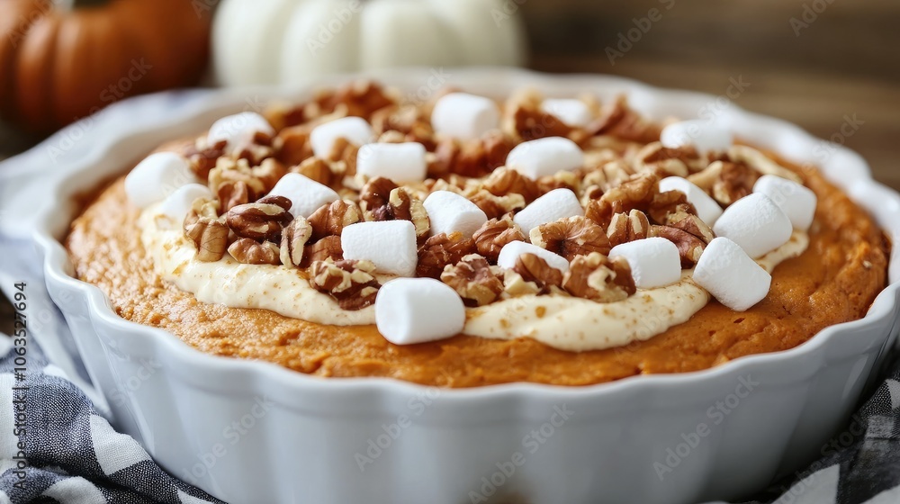 Creamy Pumpkin Pie with Marshmallows and Nuts Creamy Pumpkin Pie with Marshmallows and Nuts