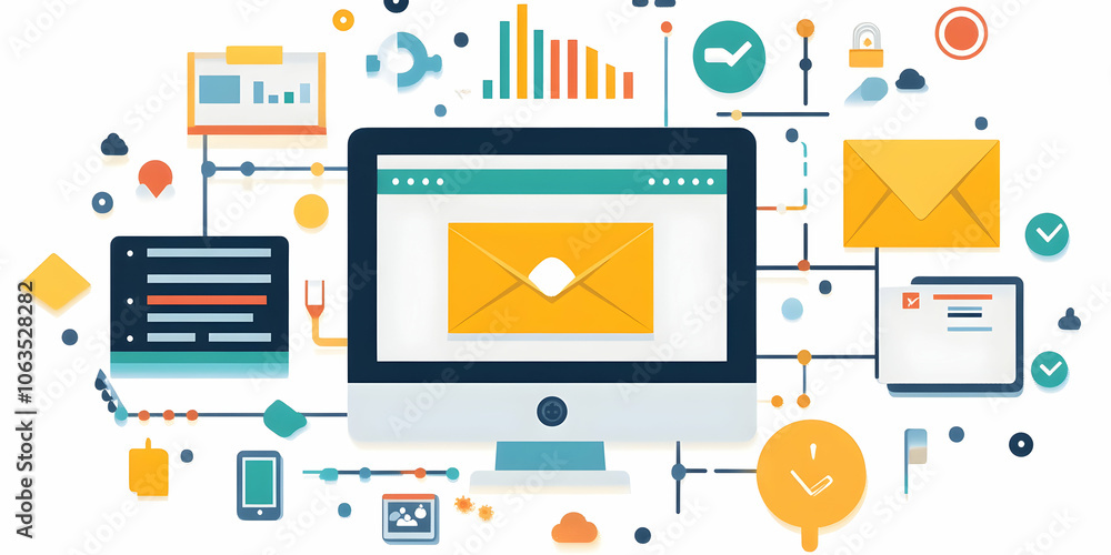 Email marketing layout with retention strategies, data analytics design with vibrant visuals. 4k high quality image Email marketing layout with retention strategies, data analytics design with vibrant visuals. 4k high quality image