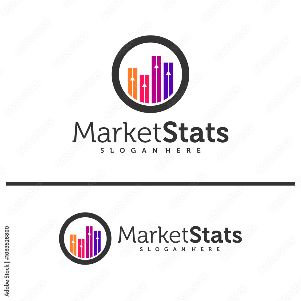 Obraz premium Chart stats logo template. Market success vector design. Growth graph illustration
