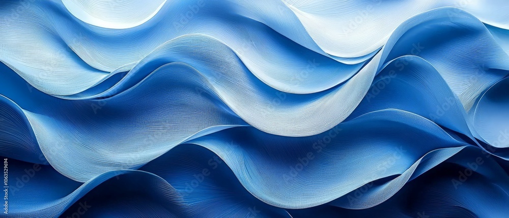Abstract waves in varying shades of blue create a fluid, serene composition. Abstract waves in varying shades of blue create a fluid, serene composition.