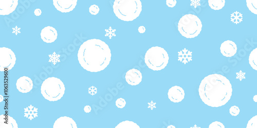 snow ball seamless pattern christmas snowflake polka dot vector cartoon doodle scarf isolated tile wallpaper gift wrapping paper repeat background illustration design