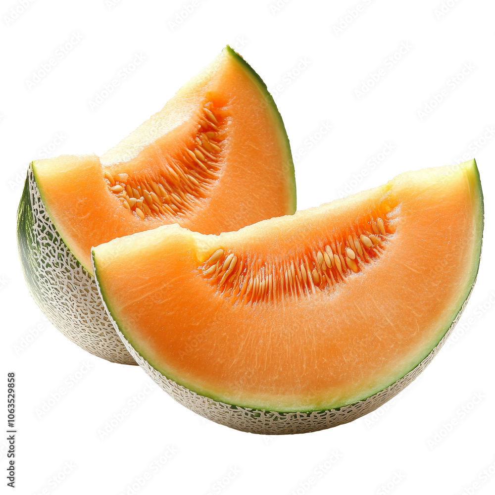 Cantaloupe slices on white background isolated transparent Cantaloupe slices on white background isolated transparent