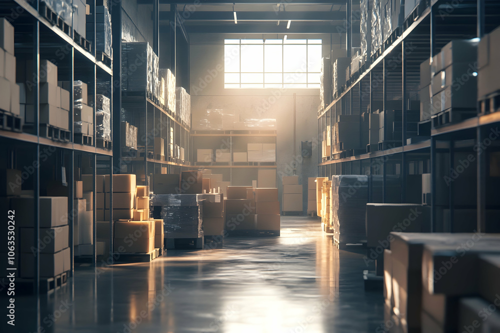 Organized warehouse logistics scene for efficient storage solutions. 4k high quality image Organized warehouse logistics scene for efficient storage solutions. 4k high quality image