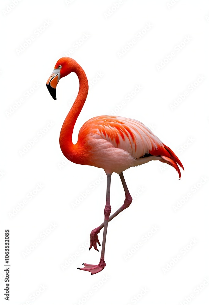 Fototapeta premium Pink flamingo isolated on white background