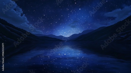 River Under Starry Night Sky