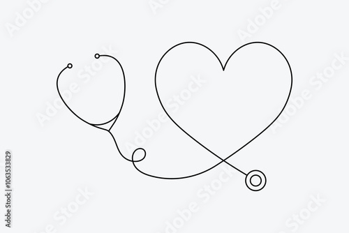 World health day continuous line drawing of isolate stethoscope outline simple vector icon