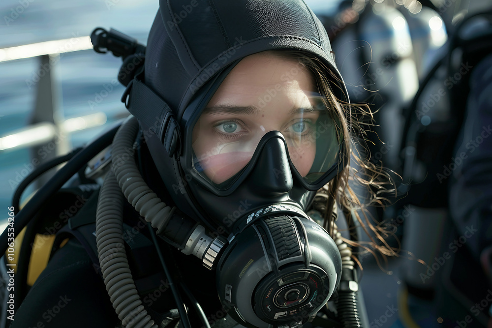 Professional diver exploring underwater life world flora fauna, Generative AI Professional diver exploring underwater life world flora fauna, Generative AI