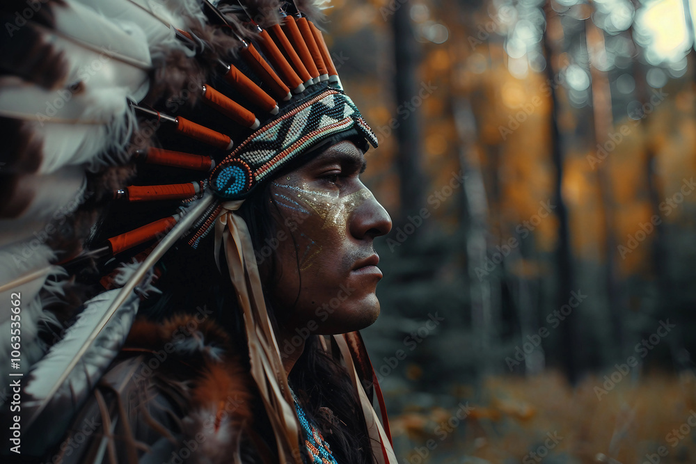 Generative AI image of Native American family members tribe celebrating family cultural heritage together Generative AI image of Native American family members tribe celebrating family cultural heritage together