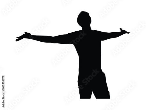 silhouette of man with open arms, vector

