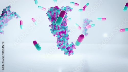 Glucagon-like peptide 1 (GLP1, 7-36) molecule The glucagon like peptide-1 receptor and syringe for the management of type 2 diabetes mellitus, type 2 diabetes 3d rendering