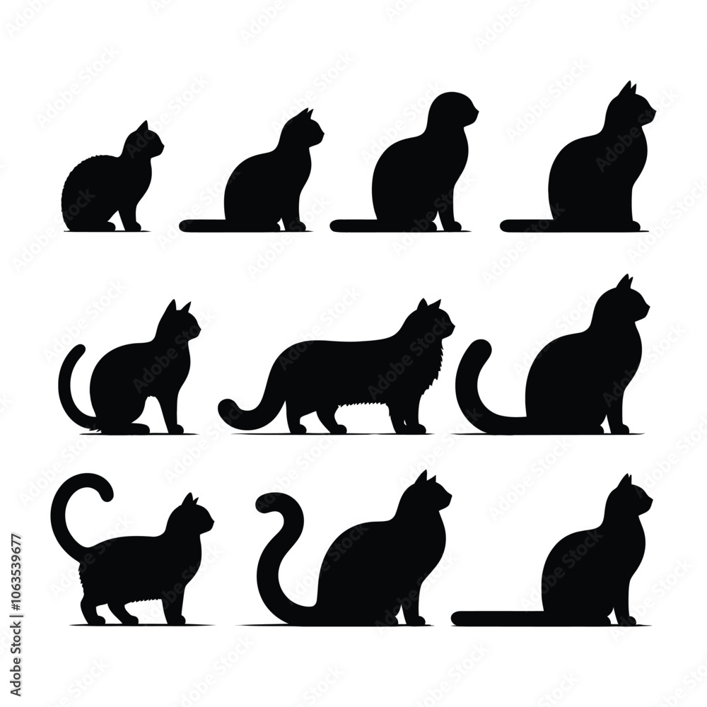collection of vector silhouette cats collection of vector silhouette cats