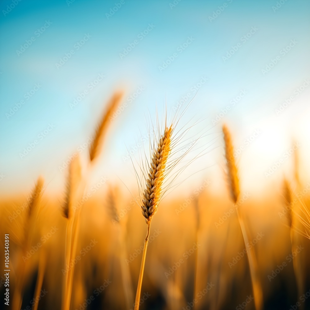 Golden wheat fields under a clear blue sky Golden wheat fields under a clear blue sky