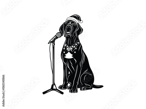 Festive Great Dane Silhouettes with Christmas Hats - Holiday Art for Seasonal Designs