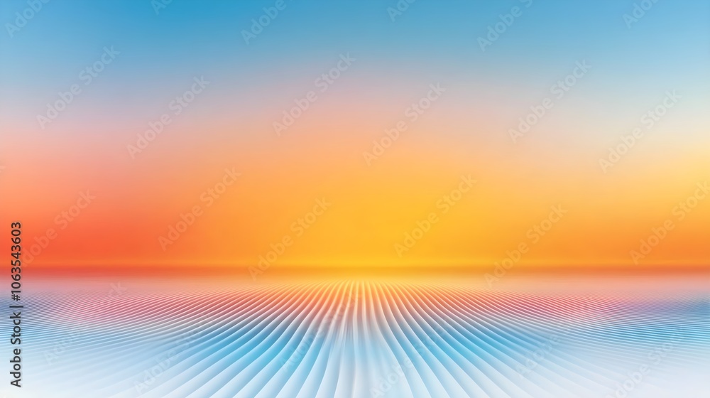 Abstract horizon with gradient sunset and wave patterns Abstract horizon with gradient sunset and wave patterns