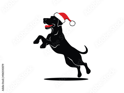 Festive Great Dane Silhouettes with Christmas Hats - Holiday Art for Seasonal Designs