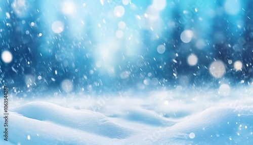 Wallpaper Mural Snow falling over peaceful snowdrifts with a serene winter forest backdrop. Torontodigital.ca