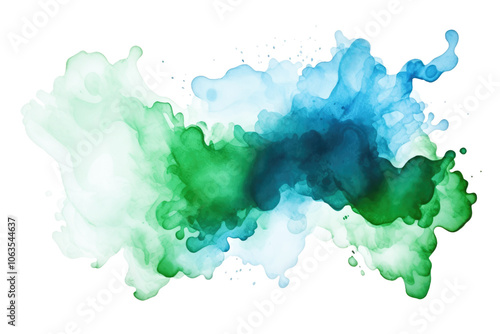 Wallpaper Mural blue green watercolor stain splash isolated on white or transparent png Torontodigital.ca