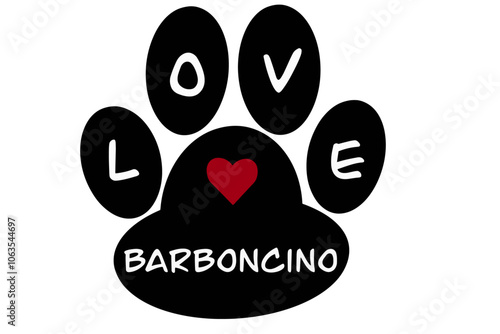 Vettore di un'impronta di zampa di cane con barboncino incisa all'interno