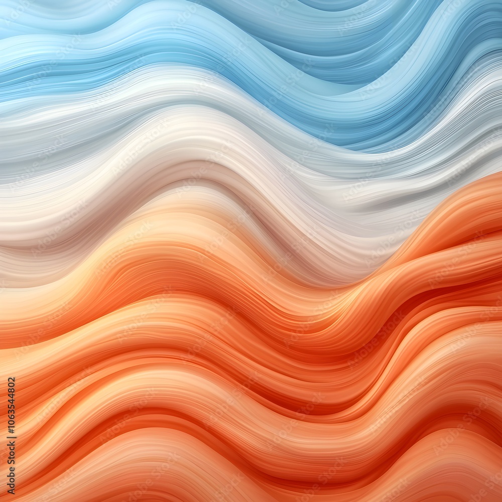Abstract wavy patterns in serene blue and warm orange hues Abstract wavy patterns in serene blue and warm orange hues