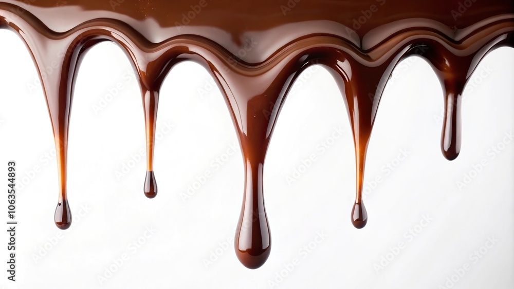 melted chocolate dripping on white background melted chocolate dripping on white background