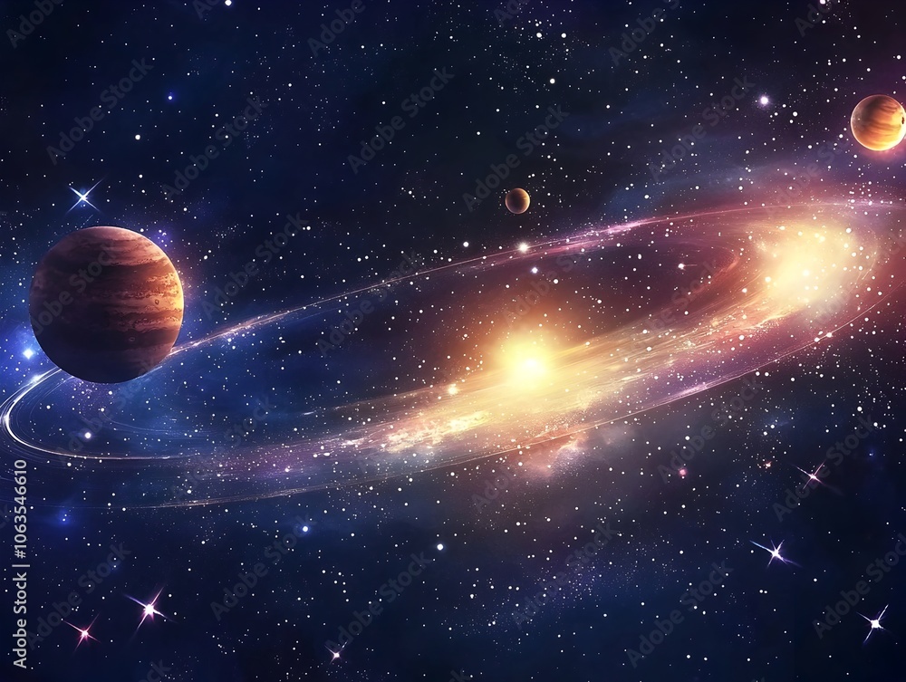 Naklejka premium Ethereal Cosmic Frame Showcasing the Grandeur of the Universe and Infinite Possibilities
