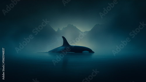 Majestic Orca Leaping from Polar Waters with Misty Splash