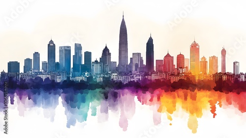 Watercolor abstract for Nepal National Day with flowing imagery of beautiful valleys vibrant cities and cultural icons capturing the spirit of the nation