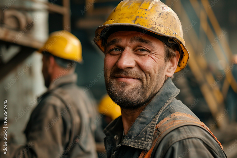 Construction site builders workers generative AI image Construction site builders workers generative AI image