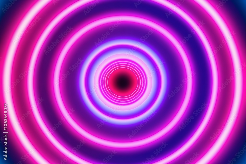 Neon circles forming concentric patterns in electric shades of pink and purple, softly fading into black. Created with generative AI technology Neon circles forming concentric patterns in electric shades of pink and purple, softly fading into black. Created with generative AI technology