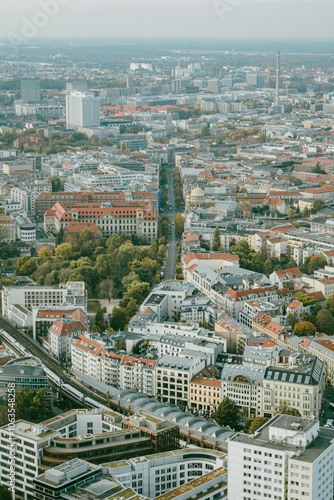 Vogelperspektive - Stadtpanorama - Blick vom Berliner Fernsehturm in Richtung Oranienburger Straße photo