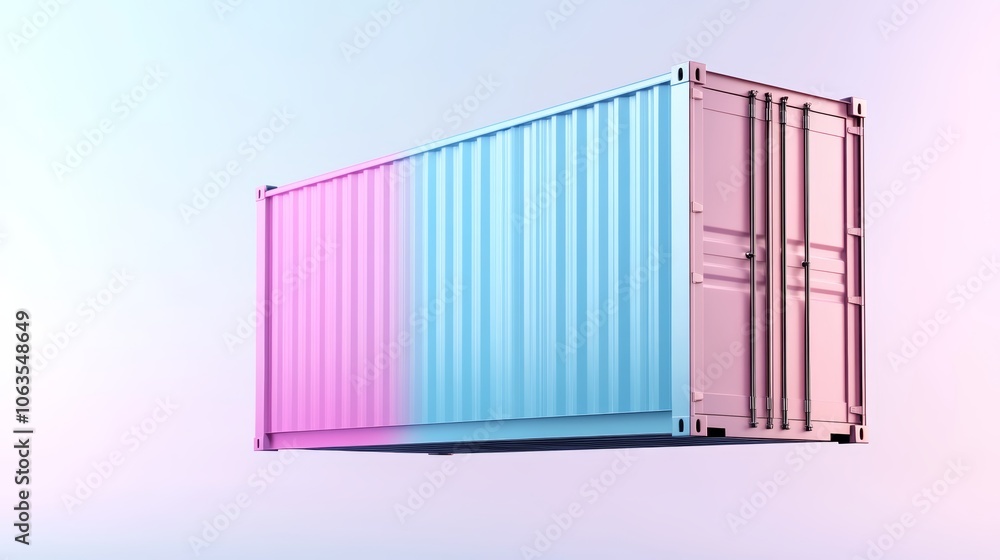 Vibrant pink and blue container on a solid blue backdrop, modern minimalist composition for storage solutions Vibrant pink and blue container on a solid blue backdrop, modern minimalist composition for storage solutions