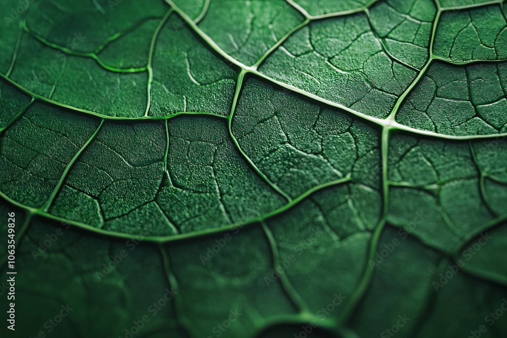 Fototapeta premium Close-up of a textured green leaf surface, showcasing intricate patterns and natural beauty in rich detail.