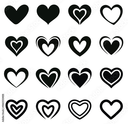Heart icons set. vector illustration on white background. 