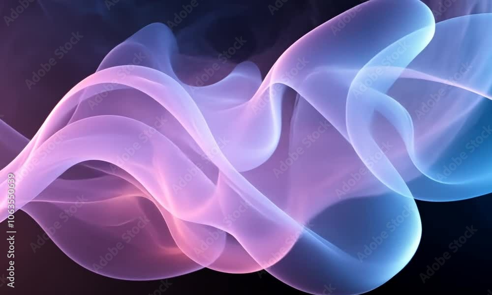 Flowing transparent fabric with pink and blue light on a black background. Flowing transparent fabric with pink and blue light on a black background.