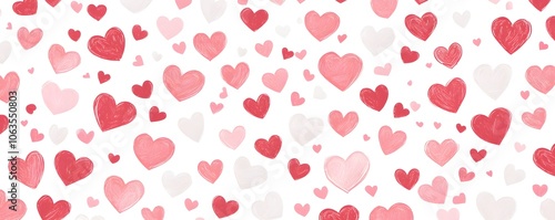 Wallpaper Mural Hand Drawn Pink and Red Hearts Seamless Pattern   Valentine s Day Background Torontodigital.ca