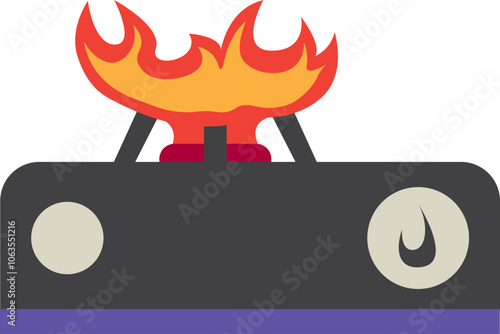 Illustration Gas Stove With Fire On