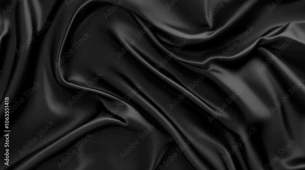 Black silky satin fabric with a smooth, soft texture, perfect for luxury fashion, elegant drapery, or a shiny backdrop Black silky satin fabric with a smooth, soft texture, perfect for luxury fashion, elegant drapery, or a shiny backdrop