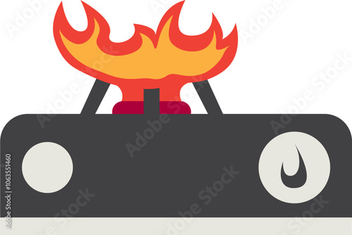 Illustration Gas Stove With Fire On