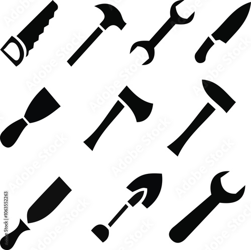 Tools icon set. Working tools icon. Instrument icon. Vector Illustration. EPS 