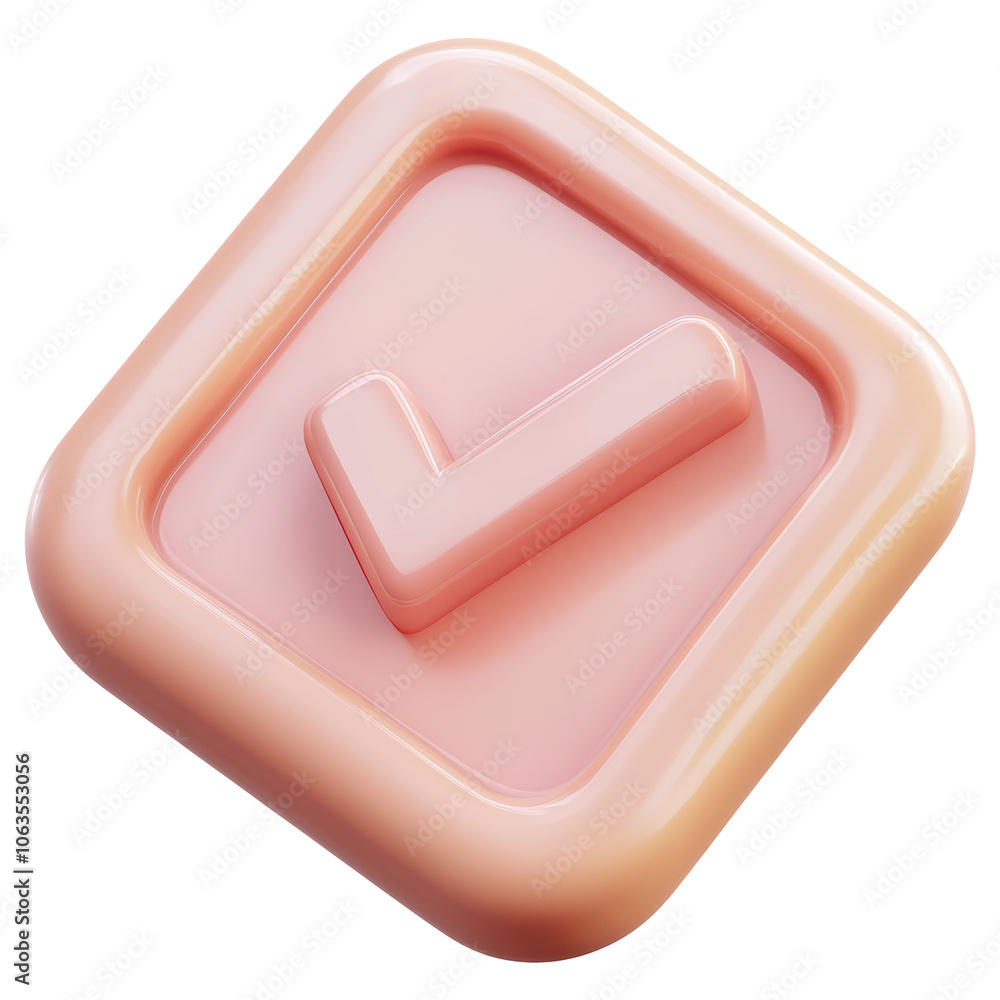 3D A pink square with a check mark in the middle isolated on transparent or white background, png 3D A pink square with a check mark in the middle isolated on transparent or white background, png