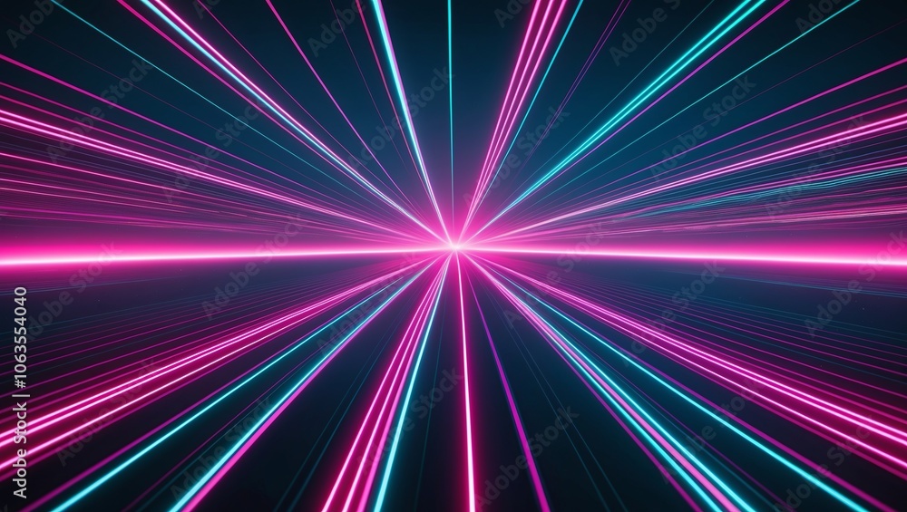 Retro neon grid fading into a perspective horizon, with pink and teal lines glowing against a midnight backdrop. Created with generative AI technology Retro neon grid fading into a perspective horizon, with pink and teal lines glowing against a midnight backdrop. Created with generative AI technology