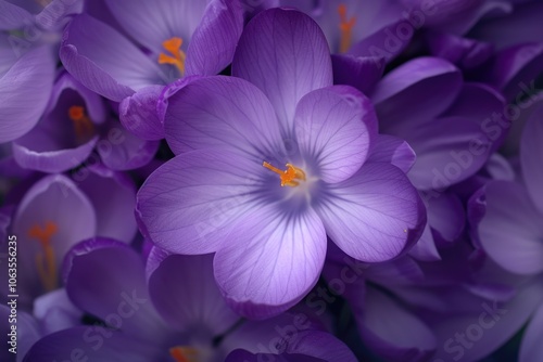 Violet Petals. Spring Crocus Flower Blooming in Purple Color photo