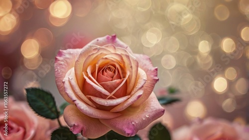 Pink rose defocused lights. Winter background