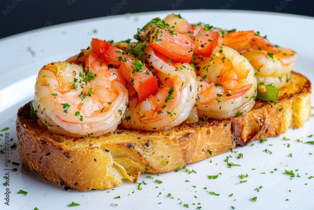 Delicious shrimp bruschetta: a flavorful open-faced delight with tomatoes and herbs Delicious shrimp bruschetta: a flavorful open-faced delight with tomatoes and herbs