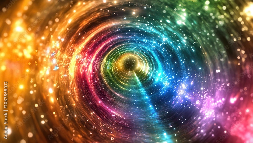 Vibrant rainbow colors in the center of an infinite tunnel Vibrant rainbow colors in the center of an infinite tunnel