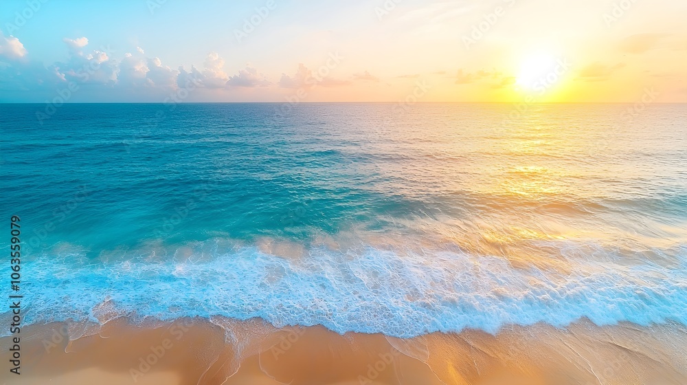 Serene sunset over tranquil ocean waves Serene sunset over tranquil ocean waves