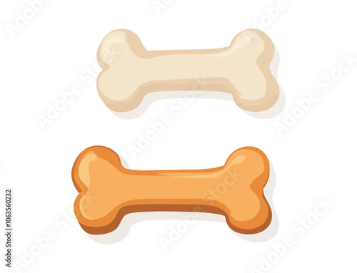 Two bones are shown, one is orange and the other is white. The bones are next to each other. Flat vector illustration isolated.
